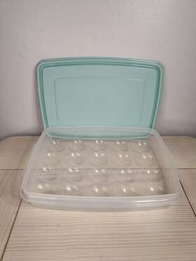 0700 Rubbermaid 0070 Servin Saver Deviled Egg Container With #7 Blue Lid Holds 20 Eggs