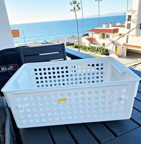 Rubbermaid 071691089407 Vintage 2007 Slide Nft Stack Storage Bin White 20x14x7 Made In Usa