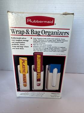 Rubbermaid 071691813514 Vintage 1988 Wrap And Bag Organizers Hanging Wall Cabinet #8135 New
