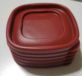 7j58 Rubbermaid Easy Find Replacement Dark Red Lid 4 Inch Square Lot Of 5