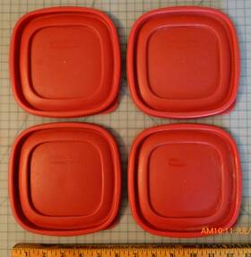 7j64 Rubbermaid Easy Find Replacement Red Lid 6 1/2 Inch Square Lot Of 4