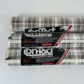 9133 Rubbermaid Vintage 1982 Mod Contact Paper Shelf And Drawer Liner Roll Brown Plaid
