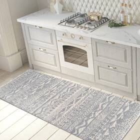 Rugshop 847918106673 Distressed Boho Anti Fatigue Standing Mat 18 Inch X 47 Gray In