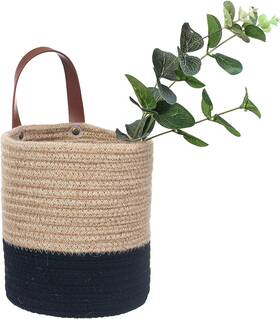 Ruizhixuan 782903176579 Wall Hanging Storage Baskets - Small Cotton Rope Woven Jute And Black