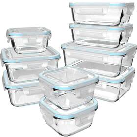 1804-1 S Salient 18 Piece Glass Food Storage Containers With Lids Meal Prep