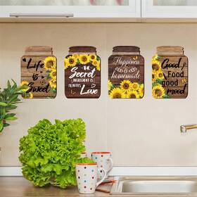 Yjqt091 Sacinora 8 Sheets Sunflower Spice Jar Kitchen Wall Stickers Quotes U