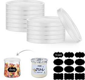 Sng830 Sadoia Oui Yogurt Jars Lids 12 Pcs Plastic Container Jar 12pcs Label