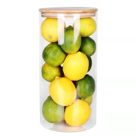 Saiool 409816678787 Glass Storage Jars 1.2 Gallon Containers With Natural Bamboo