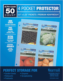 Samsill 50 Pack 4 Pocket Garden Seeds Clear Sheet Protectors