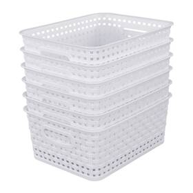 Sandmovie 751450472007 White Plastic Rattan Storage Baskets 6 Packs