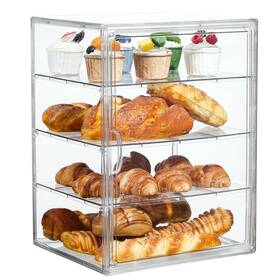 Sa-1-3ceng Sankeu Pastry Display Case Bread Box For Kitchen Countertop 4 Layers Adjustable Clea