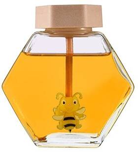 Sant Life 704768168858 Hexagon Shape Honey Pot Jar With Dipper Heat-resistant Glass Storage Container