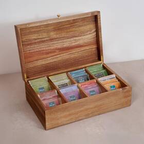 8-compartmen Sarufo 716695223555 Acacia Wood Tea Bag Organizers Packet Storage Boxes