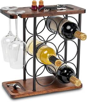 Fi202 Sasido Wine Racks Countertop Holder And 6 Bottles 2 Glasses Bronze Fi202 Sasido Wine Racks Countertop Holder And 6 Bottles 2 Glasses Bronze