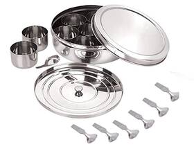 Satre Online And Marketing 963083179802 Masala Box With 7 Spice Containers 2 Spoons Lid Included