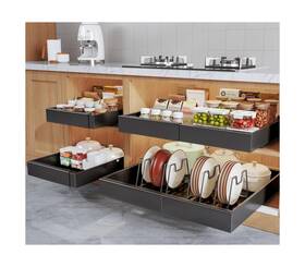 Bcxct3-tb-ss-002 Seinloes 4pack Expandable Pull Out Cabinet Organizer 21 Inch Deep With Raising Pa... Fast Ship