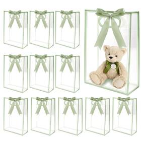 Hsn0114 Sel Natural 12 Pcs Clear Gift Bags With Handles 7.1 Inch X10.2 X3.2 Plastic Party