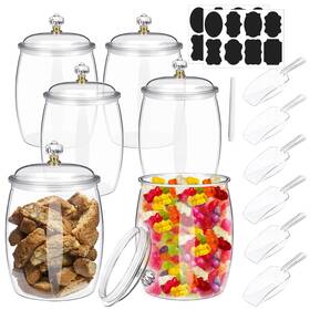 Trb068 Senonapo 6 Pcs 64 Oz Candy And Cookie Jar With Lids Spoons Plastic Jars Decorative A Trb068 Senonapo 6 Pcs 64 Oz Candy And Cookie Jar With Lids Spoons Plastic Jars Decorative A