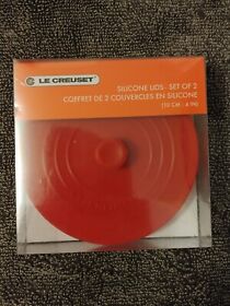Set Of 2 Le Creuset Flame And Cerise Red 4inch Silicone Knob Storage Lids Bpa Free
