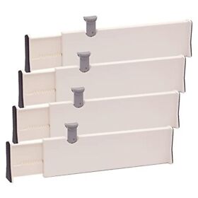 Set Of 4 Adjustable Dresser Drawer Dividers Organizers Plastic Expandable