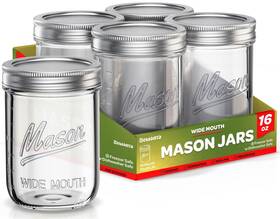 Sewanta 810082731941 Wide Mouth Mason Jars 16 Oz 18 Pack With Jar Lids And Clear Sewanta 810082731941 Wide Mouth Mason Jars 16 Oz 18 Pack With Jar Lids And Clear