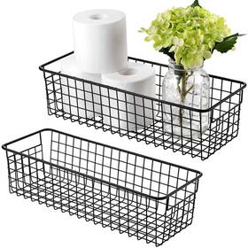 Sheechung 761771785274 Farmhouse Decor Metal Wire Storage Organizer 2 Pack Large Black Sheechung 761771785274 Farmhouse Decor Metal Wire Storage Organizer 2 Pack Large Black