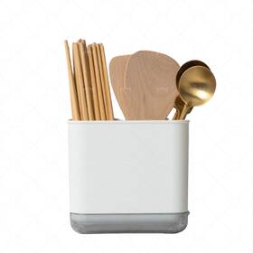 Shenruifakcn1v0hmq3-12 Shenruifa Utensil Holder With Drain Tray - White Plastic Cutlery Organizer For Spoons