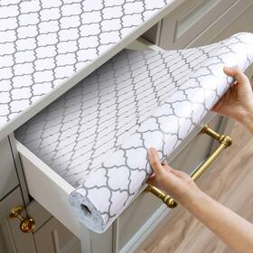 Sl001wg44900-sl Shinlendid Shelf And Drawer Liner For Kitchen 17.3 Inch W X 354.3 L White/gray