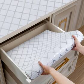 Sl00260300wh-sl Shinlendid Non-adhesive Drawer And Shelf Liner Waterproof 23in X 10ft White/silver