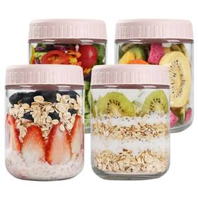 Scmk25240 Showin Overnight Oats Containers With Lids 16oz Glass Jars 4 Pcs Pink W