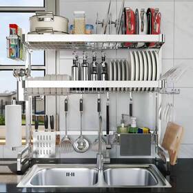 Wsscl-s5028-2s7p2 Shrivee Over The Sink Dish Drainer Drying Rack Full Stainless Steel 3-tier Adjustabl