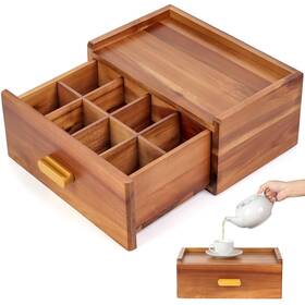 Sieusalevn 737214794974 Tea Bag Organizer Natural Acacia Wood And Storage Box O