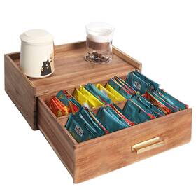 Wx370521 Sigomay Acacia Wood Tea Bag Organizer Teabag Holder Wooden Storage Bo