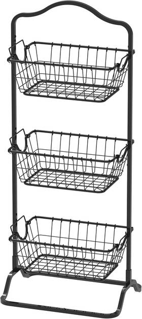 Co-30a-k Simple Houseware 3-tier Rigid Wire Market Fruit Basket Stand 3 Tier Black