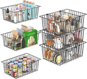 St59001 Simple Trending Wire Storage Basket With Dividers Pantry Organization Black St59001 Simple Trending Wire Storage Basket With Dividers Pantry Organization Black
