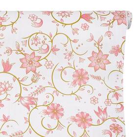 302408 Simplelife4u Pink Floral Self-adhesive Shelf Liner Removable Tabletop Protect Paper Decora