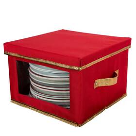 Simplify 313088313321 5.45 Gal. Holiday Dinner Plate Dinnerware Storage Box With 12 Felt Dividers