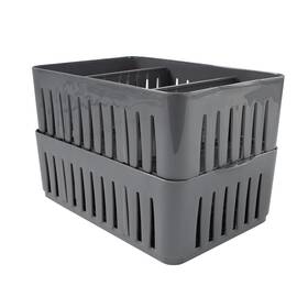 Simplify 633125259147 2 Pack Compartment Stackable Bin With Adjustable Dividers Drawer O