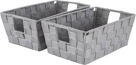 Simplify 633125304908 2 Pack Small Woven Storage Shelf Basket Organization Heather Grey