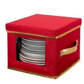 Simplify 705353346071 3 Gal. Holiday Salad Plate Dinnerware Storage Box With 12 Felt Dividers
