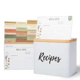 Rb0001 Simplistic Charms Recipe Box With Cards And Dividers 4x6 Inch 100 Count White Metal Wood T Rb0001 Simplistic Charms Recipe Box With Cards And Dividers 4x6 Inch 100 Count White Metal Wood T