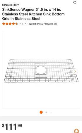 Sg017-31st Sinkology Sinksense Wagner 31.5 Inch X 14 Stainless Steel Sink Grid