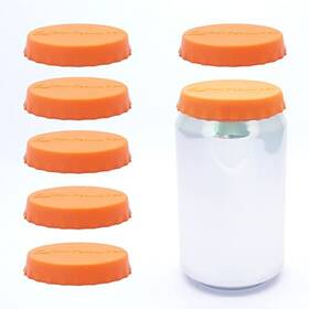 Sf210815 Skull Fish Soda/beverage/beer Saver Can Lids Silicone Stopper Covers 6 Pack Orange