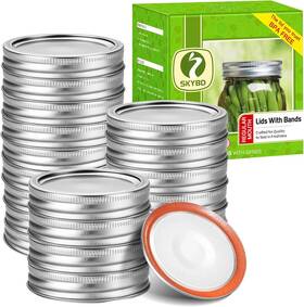 50lids Skybd 763375114962 100pcs/50 Sets Canning Lids And Rings Regular 50bands Silver