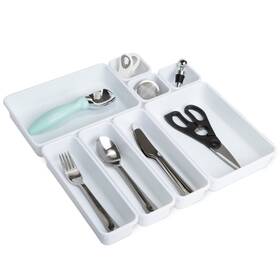 8000713 Smart Design Interlocking Drawer Organizer - 8 Piece Set Bpa Free Utensil