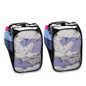 Smart Design Pop Up Laundry Hamper With Easy Carry Handles And Side Pocket Set