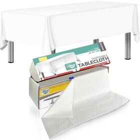 Smarty Kiddo 850032297110 White Plastic Tablecloth Roll 54in X 100ft With Built In Cutter Box Table Co