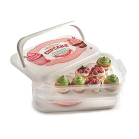 045009 Snips Cupcake Holder 14 Litres White Double Decorated Container With