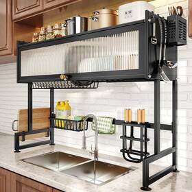 Sn-sbtddr85-bk Sntd Over The Sink Dish Drainer Drying Rack - Large Metal Kitchen C