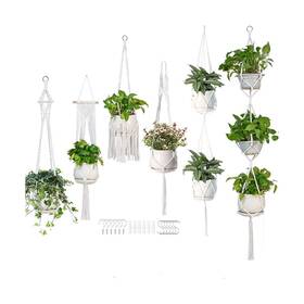 1005v426hey Snugberi 6 Pack Macrame Plant Hangers Indoor Outdoor Hanging Planter Basket ... Fast Ship